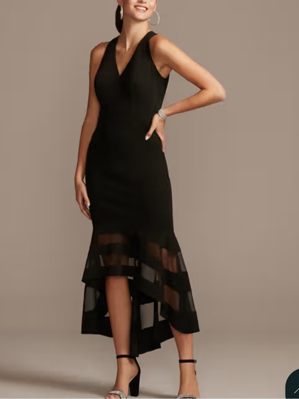 *NWOT* XSCAPE V-Neck High-Low Mermaid Dress with Illusion Hem - Size 14